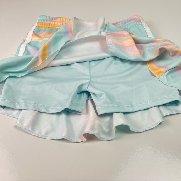 Adidas Skort Girls sz 6x Multicolor Aqua Tie Dye Abstract Print - Picture 4 of 6